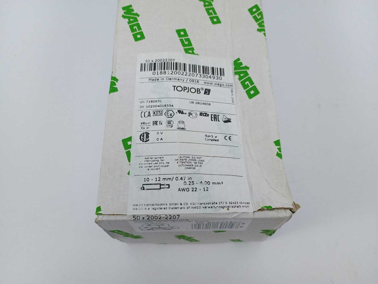 Wago 2002-2207 Double-Deck Terminal Block 50 Pcs.