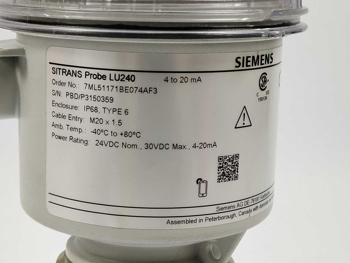 Siemens 7ML51171BE074AF3 SITRANS Probe LU240 with display, cable gland and plug