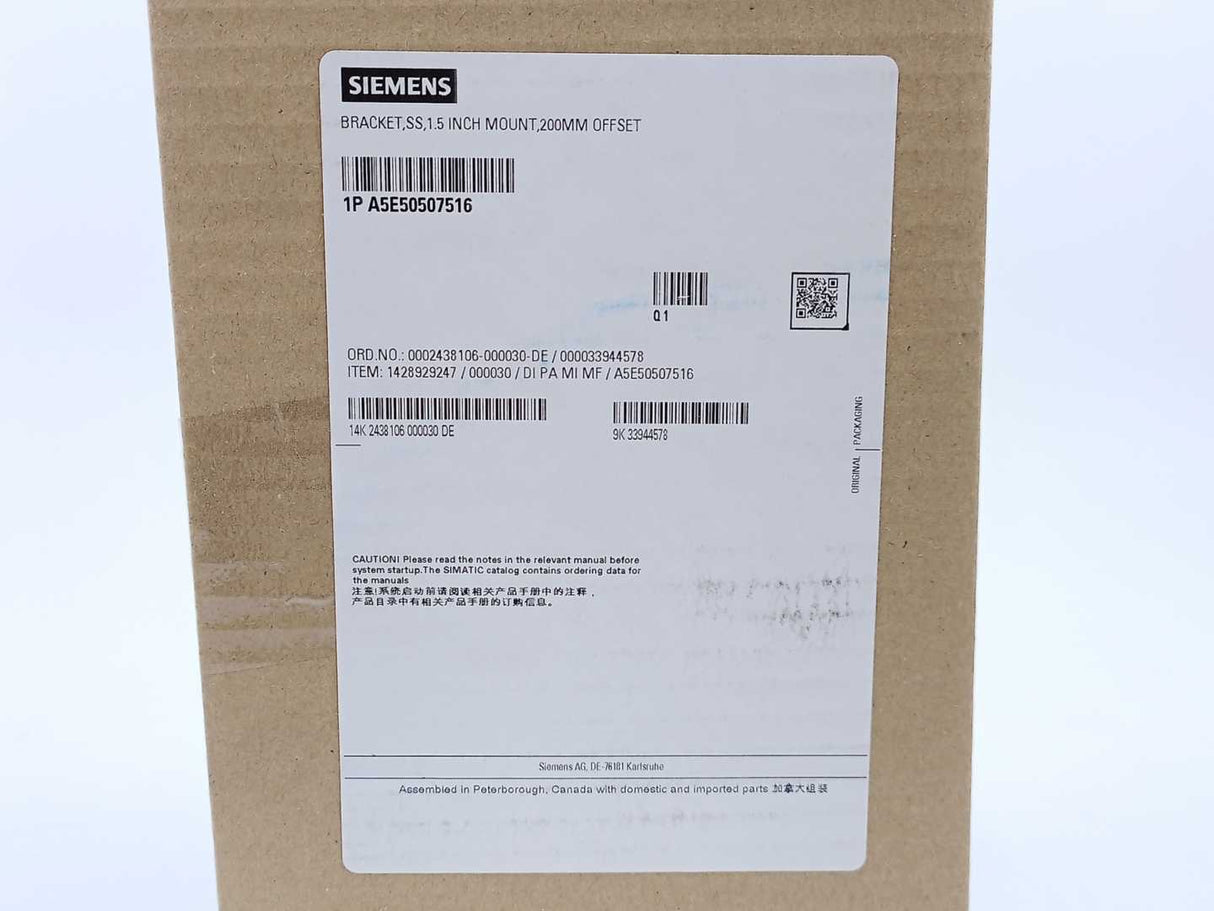 Siemens A5E50507516 Bracket SS 1.5" Mount 200mm Offset