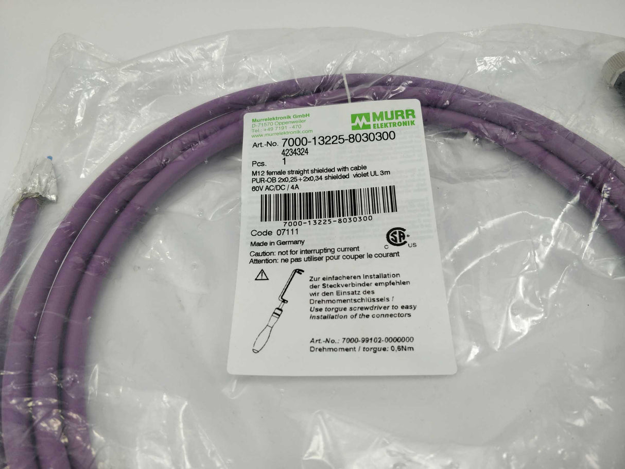 MURR Elektronik 7000-13225-8030300 M12 female 0° A-cod. with cable