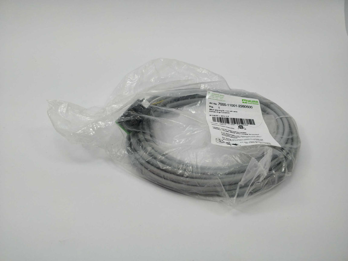 MURR Elektronik 7000-11001-2260500 MSUD valve plug BI-11mm with cable, 5m.