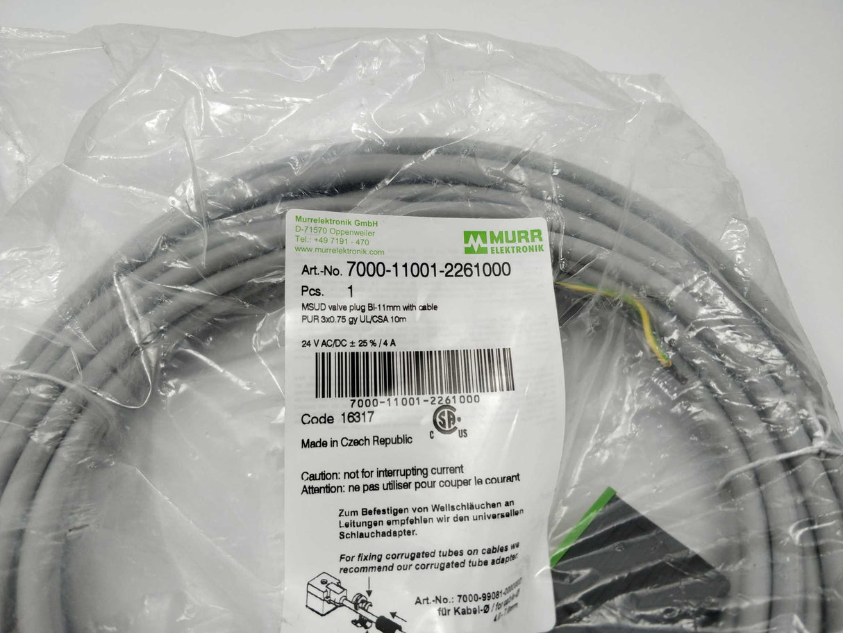 MURR Elektronik 7000-11001-2261000 MSUD valve plug BI-11mm with cable, 10 m.