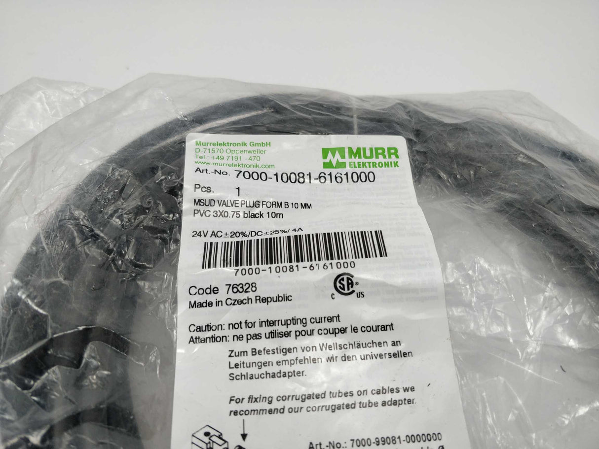MURR Elektronik 7000-10081-6161000 MSUD valve plug B-10mm with cable, 10 m