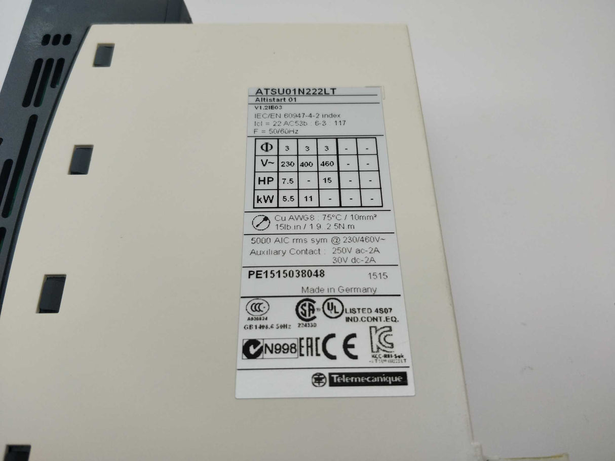 Schneider Electric ATSU01N222LT Altistart 1 Soft Starter for Asynchronous Motor