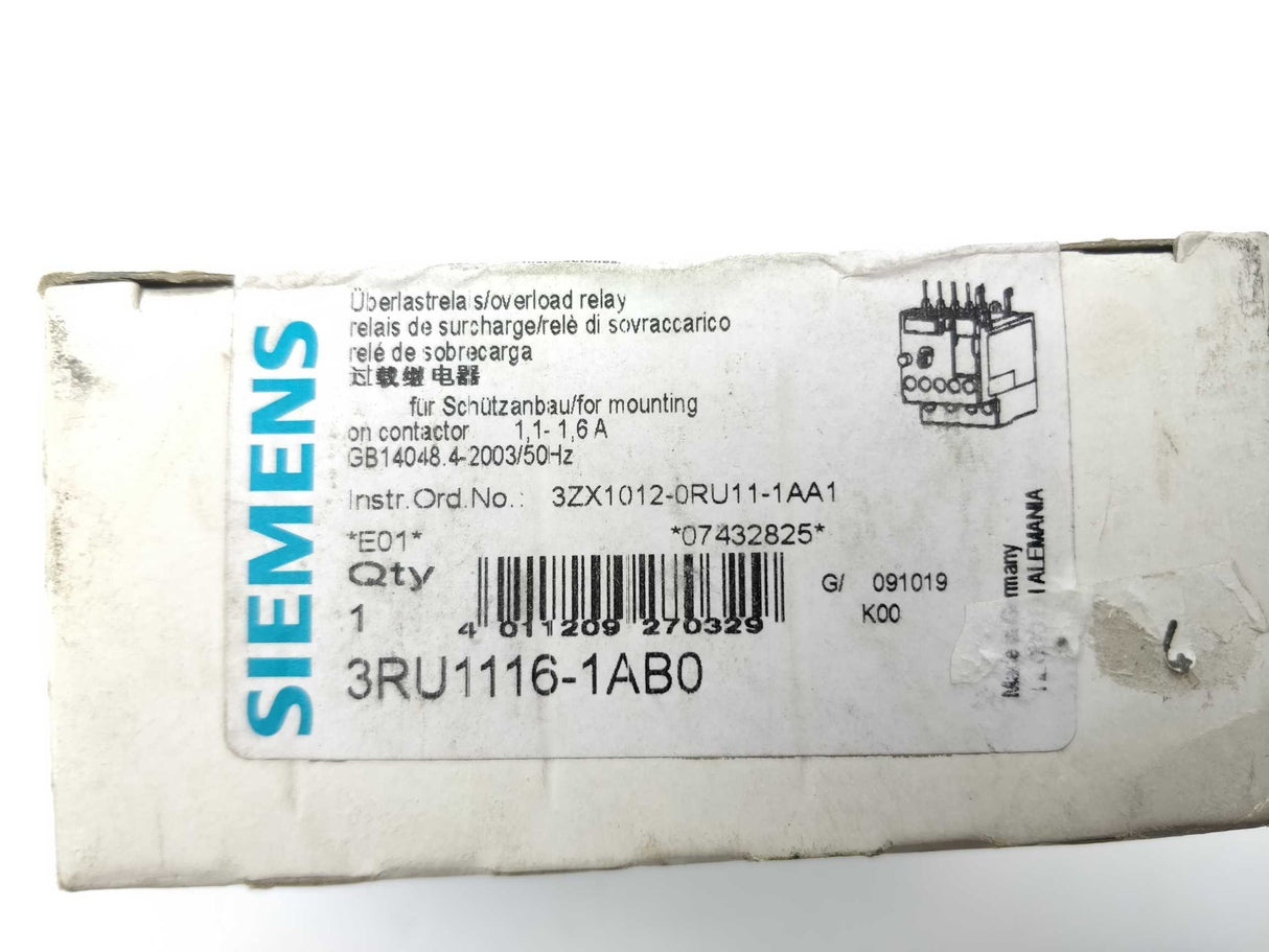 Siemens 3RU1116-1AB0 Overload relay