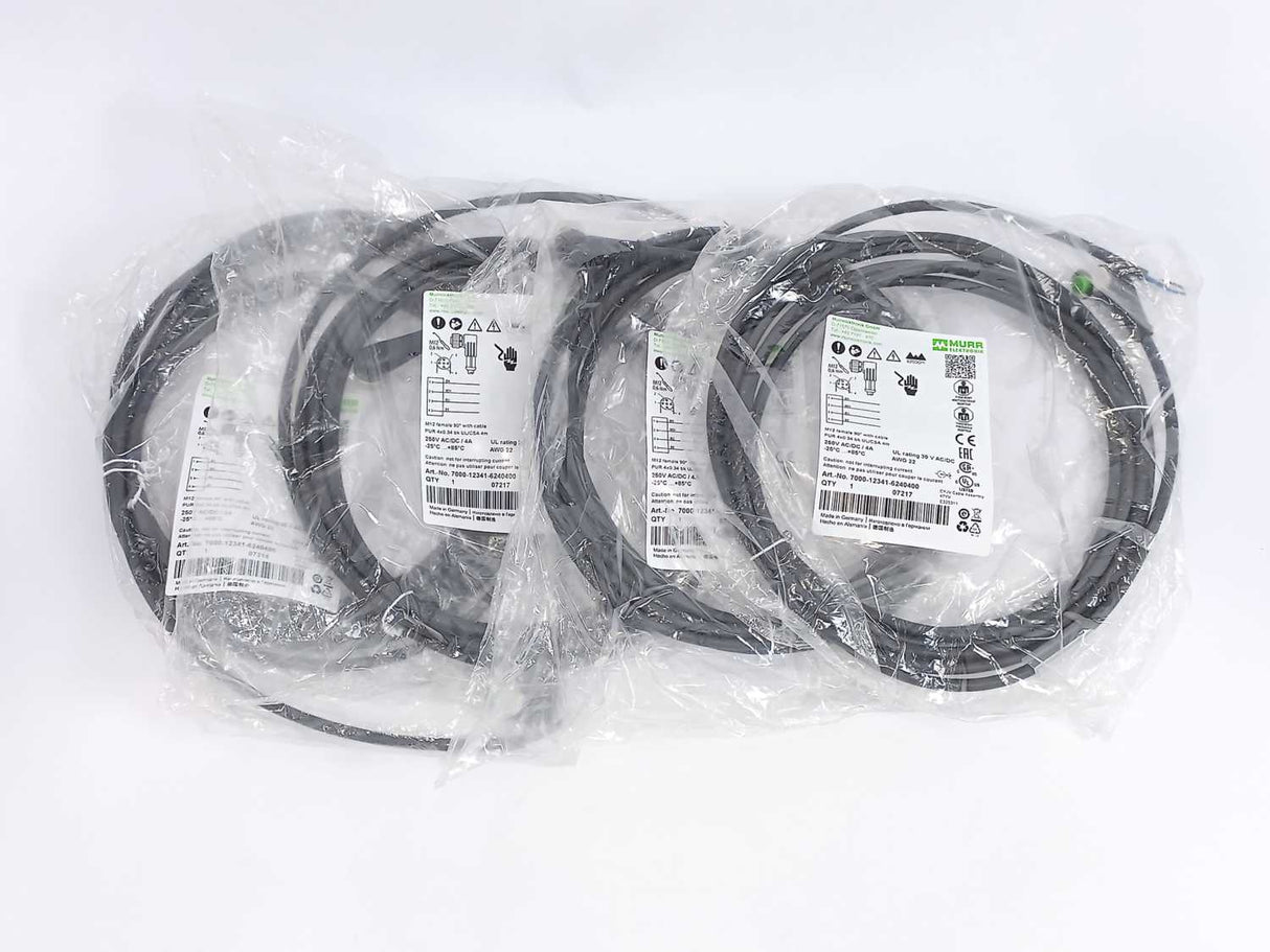 MURR Elektronik 7000-12341-6240400 M12 Female 90° A-cod. w/ Cable Batch 4 Pcs.