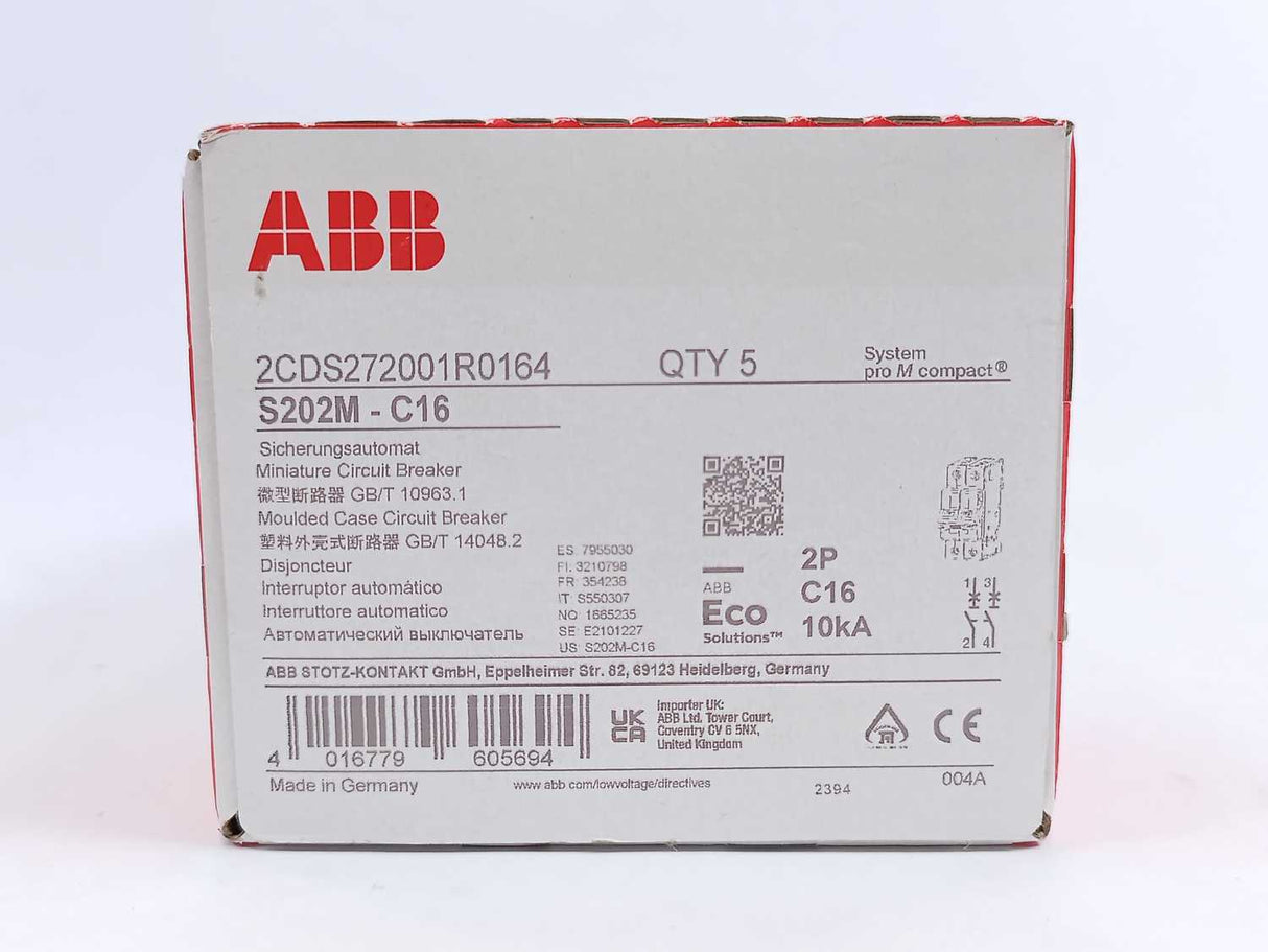 ABB 2CDS272001R0164 Miniature Circuit Breaker Batch 5pcs.