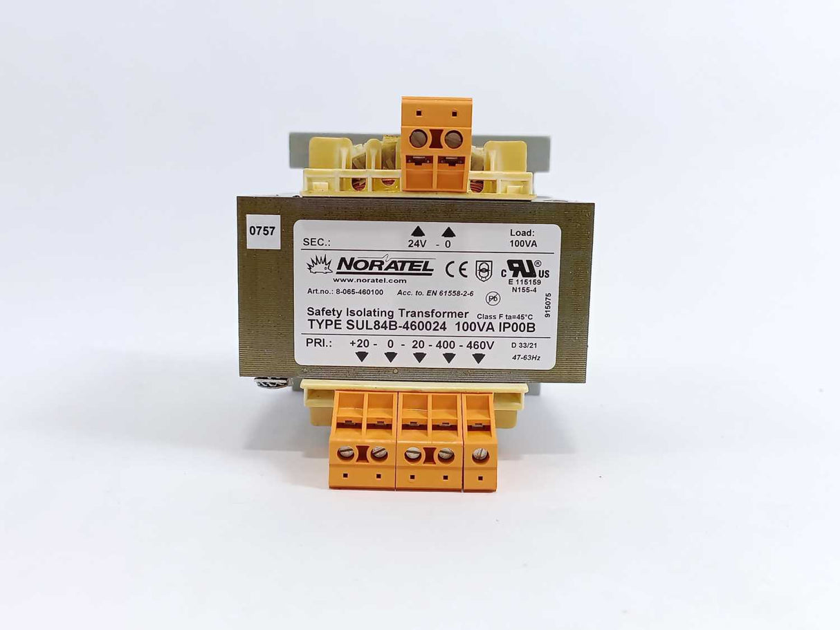 Noratel 8-065-460100 SUL84B-460024 Safety Isolating Transformer 100VA IP00B