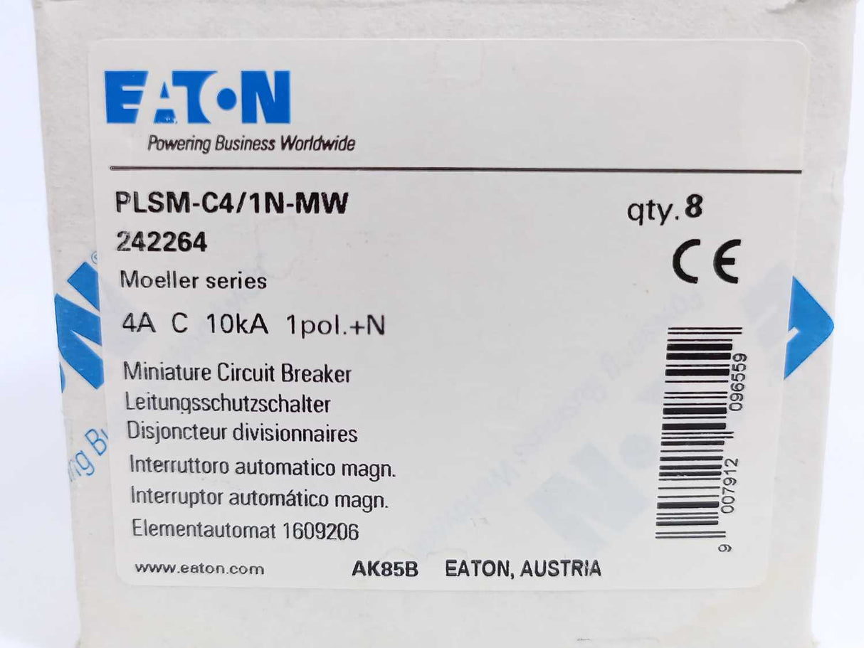 Eaton 242264 PLSM-C4/1N-MW Miniature Circuit Breaker Batch 8pcs.