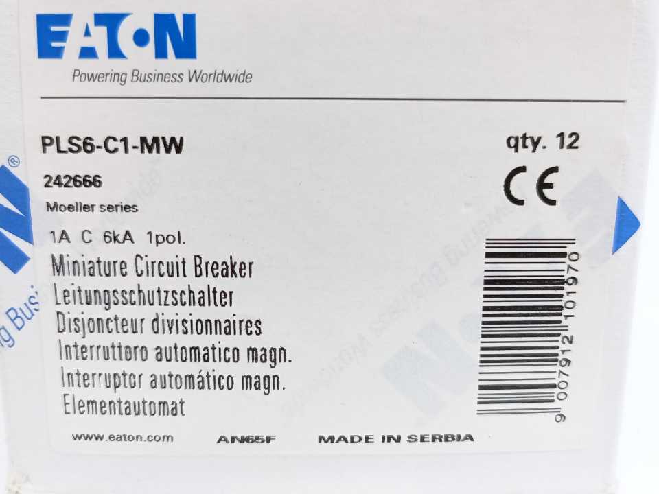 Eaton 242666 Miniature Circuit Breaker PLS6-C1-MW Batch 10pcs.