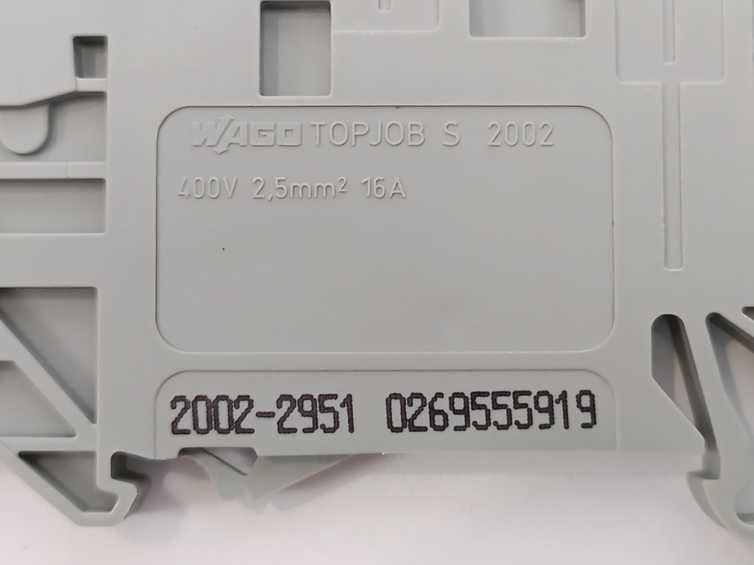 Wago 2002-2951 Double-Deck, Double-Disconnect TB Batch 50 Pcs.