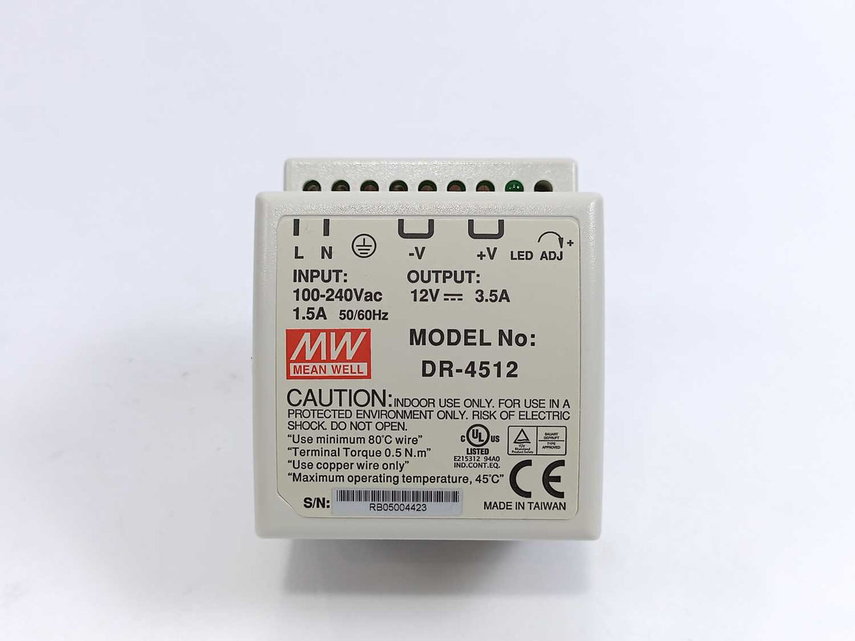 Mean Well MW DR-4512 Power Supply: Switching; for DIN Rail