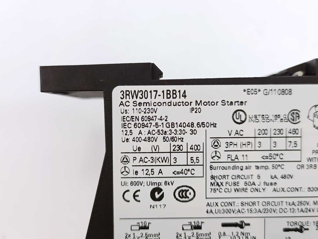Siemens 3RW3017-1BB14 AC Semiconductor Motor Starter