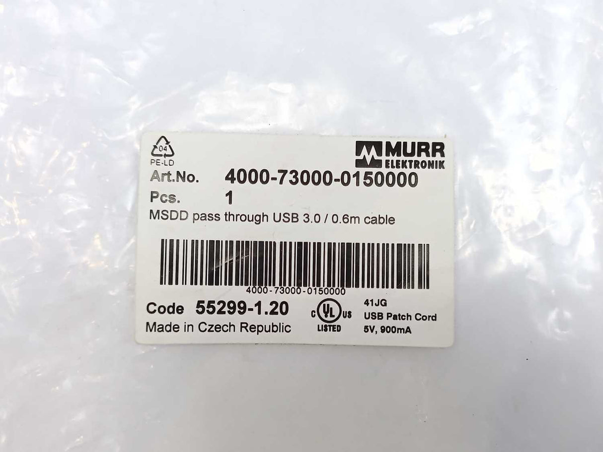 MURR Elektronik 4000-73000-0150000 MSDD Pass Through USB Cable 3.0/0.6m Cable