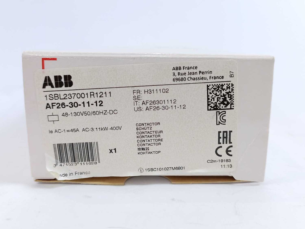ABB 1SBL237001R1211 AF26-30-11-12 48-130V50/60HZ-DC Contactor