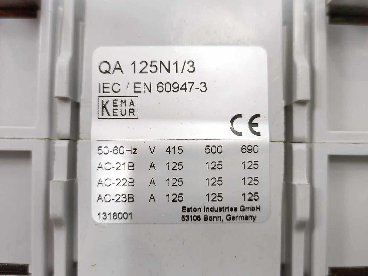 Eaton 1318001 Disconnector Switch QA125N1/3