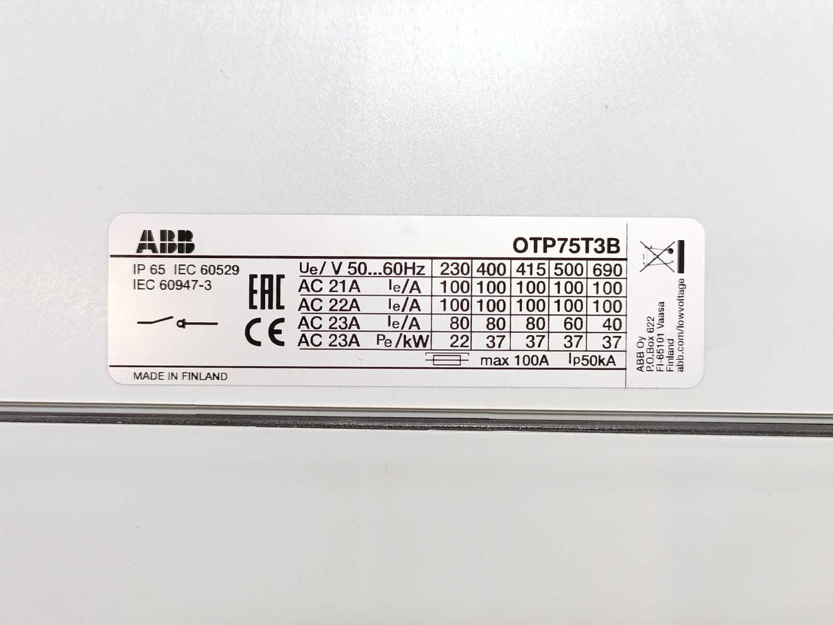 ABB 1SCA022371R2910 OTP75T3B Safety Switch