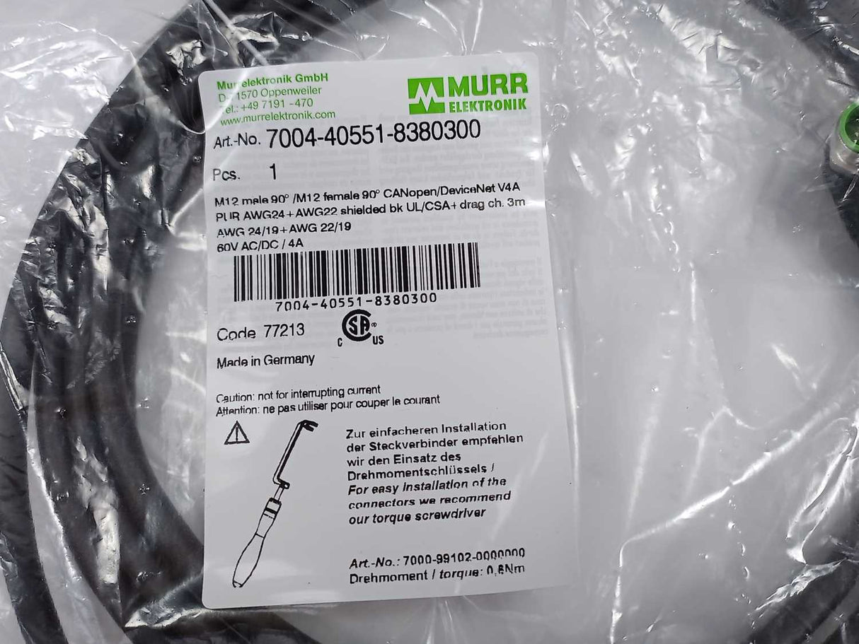 MURR Elektronik 7004-40551-8380300 M12 male 90° / M12 female 90° A-cod. V4A