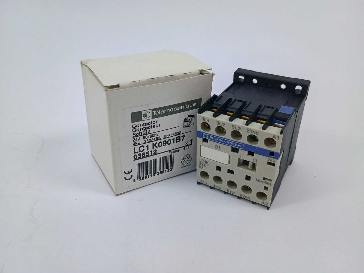 Schneider / Telemecanique LC1K0901B7 TeSys 036512 Contactor 24V AC Coil