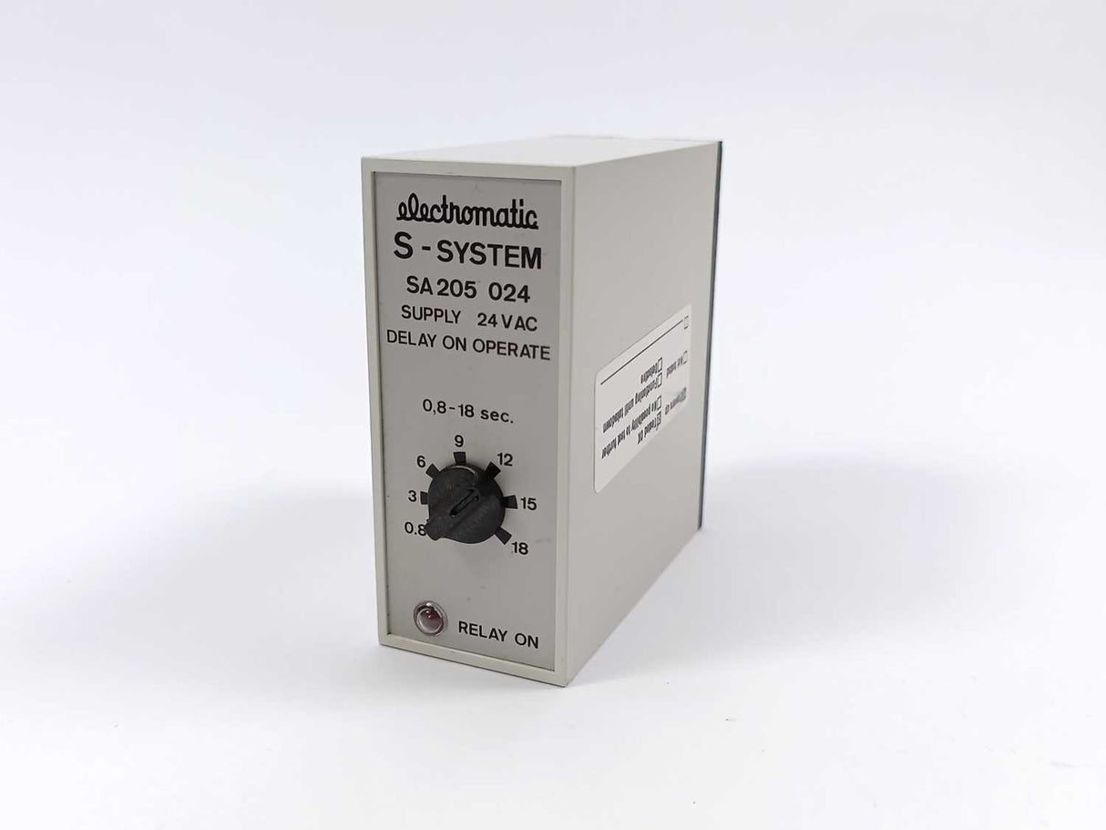 Electromatic SA 205 024 / SA205024 0,8-18 sec. 24 VAC Relay. Delay on Operate