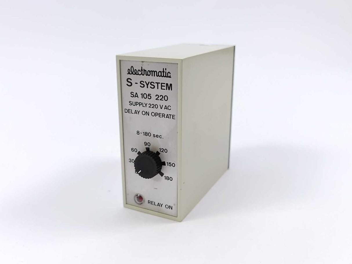 Electromatic SA 105 220 / SA105220 8-180 sec. 220 VAC Relay. Delay on Operate