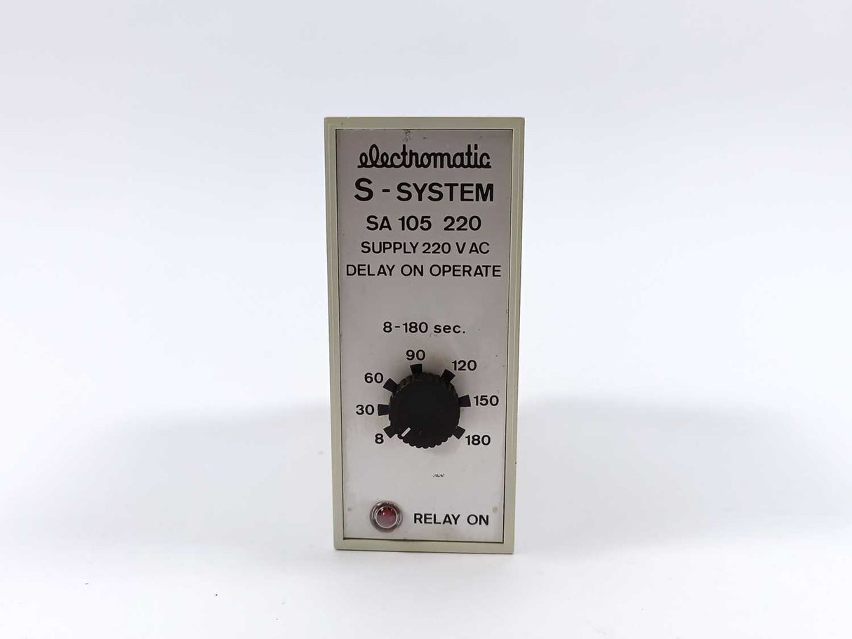 Electromatic SA 105 220 / SA105220 8-180 sec. 220 VAC Relay. Delay on Operate