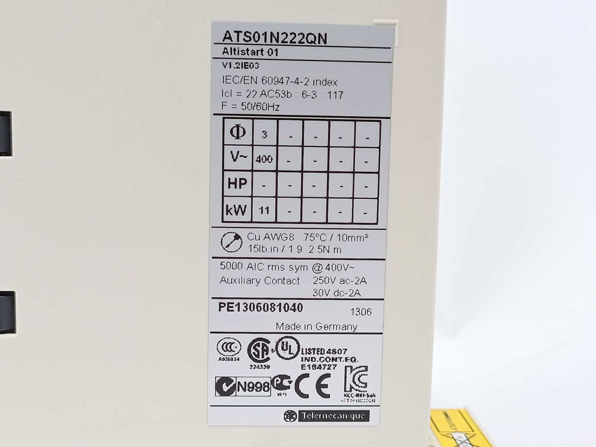 Schneider / Telemecanique ATS01N222QN Altistart 01 Softstarter 22A 3x380-415V