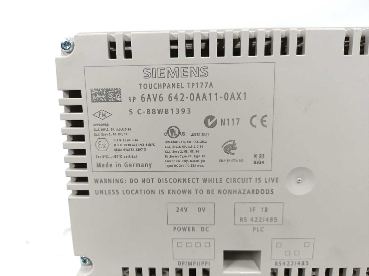 Siemens 6AV6642-0AA11-0AX1 SIMATIC Touch Panel TP 177A