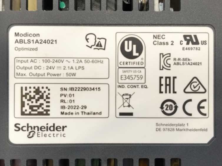 Schneider Electric ABLS1A24021 Modicon Power Supply 24V 2.1A
