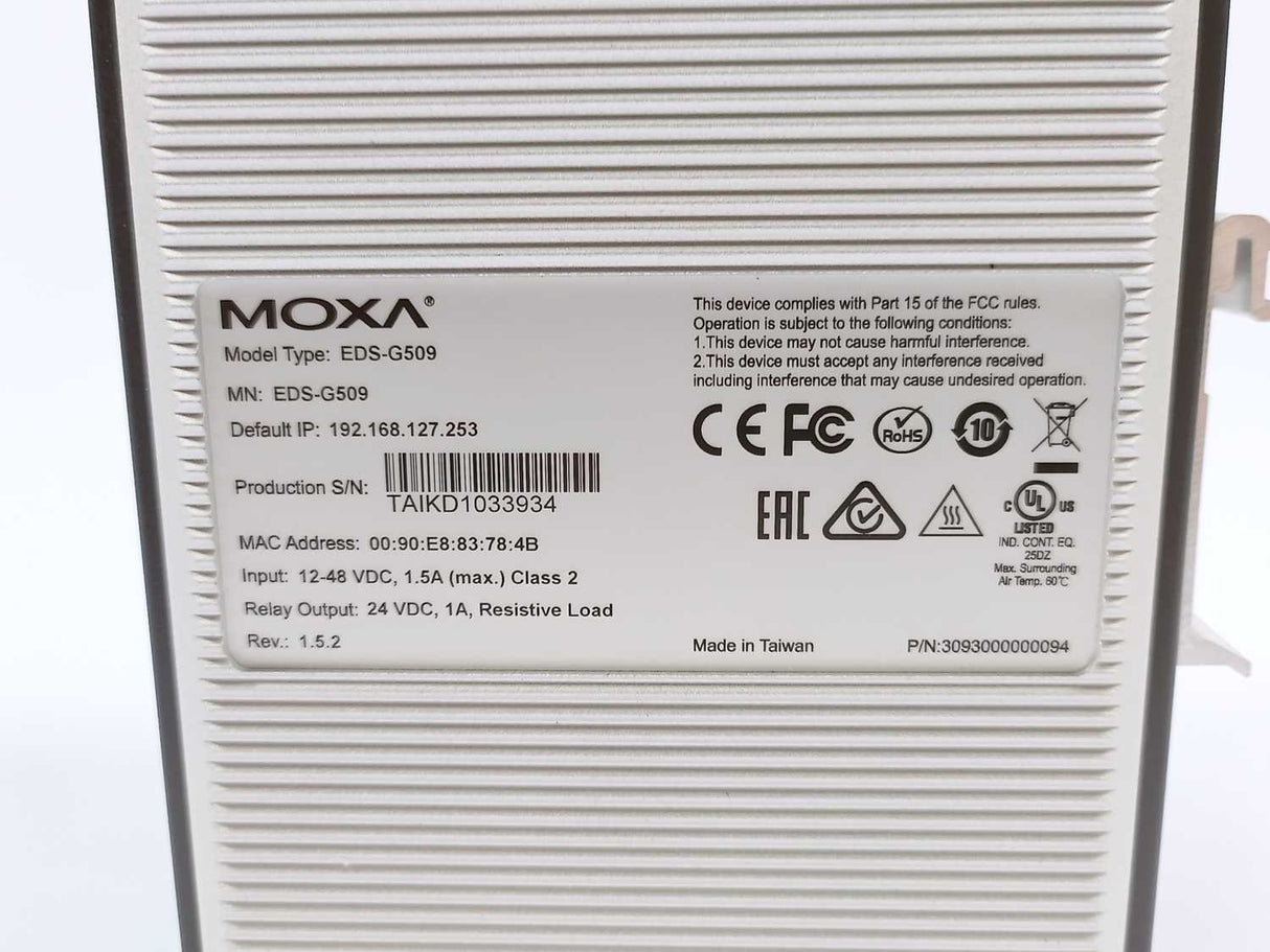 Moxa EDS-G509 Gigabit EtherDevice Switch, layer 2 managed switch