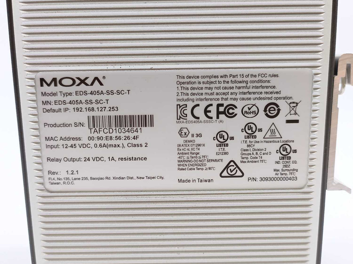 Moxa EDS-405A-SS-SC-T 5-Port Industrial Ethernet Switch