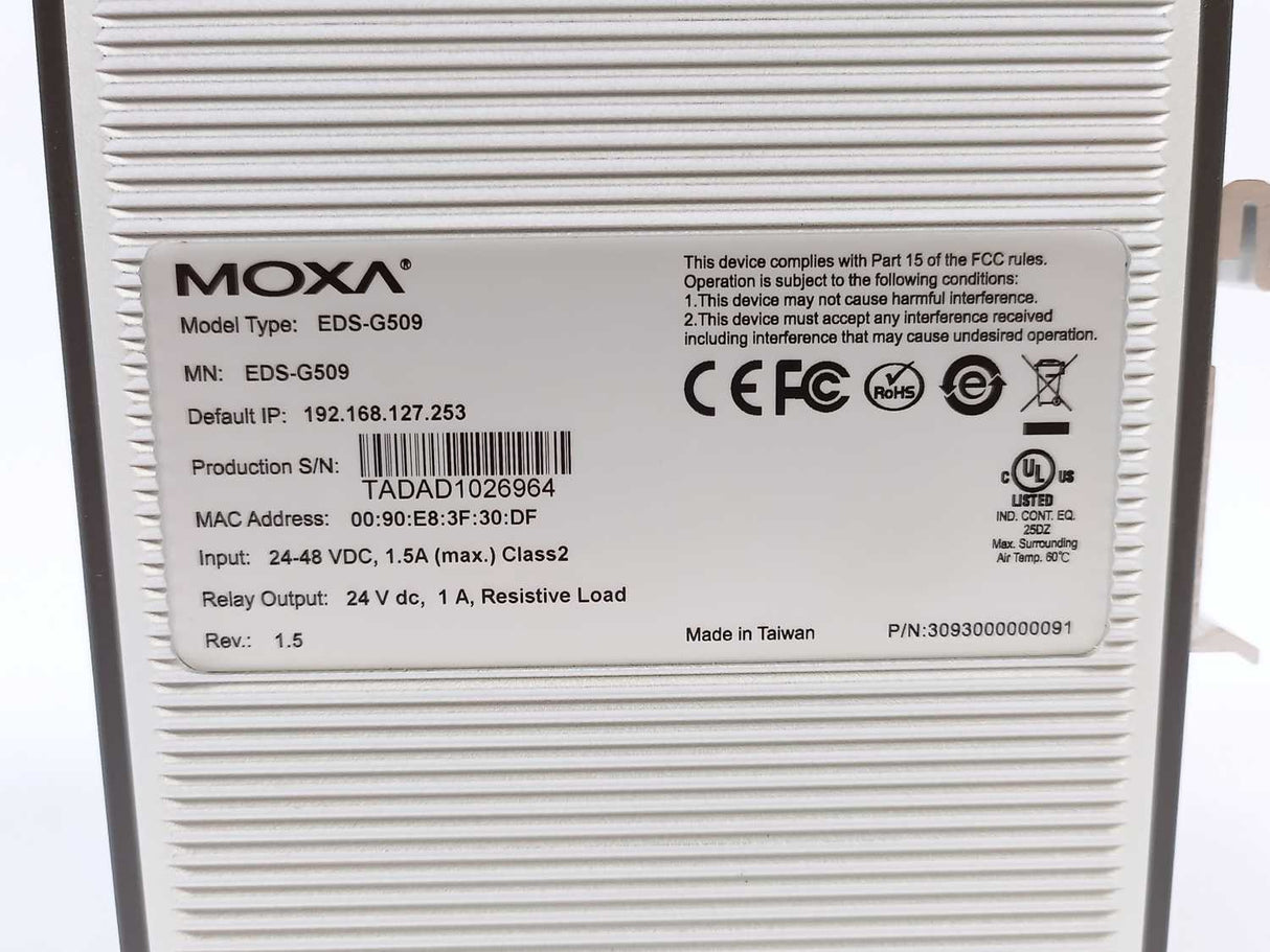 Moxa EDS-G509 Gigabit EtherDevice Switch, layer 2 managed switch