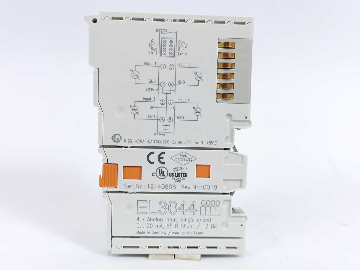 Beckhoff EL3044 4x Analog Input, Single Ended 24VDC/0.5A max.