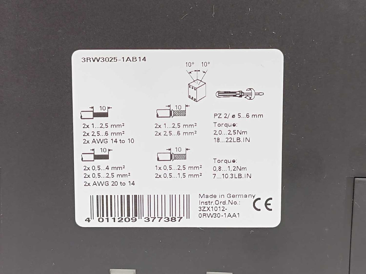 Siemens 3RW3025-1AB14 SIRIUS 3RW30 Industrial Controls