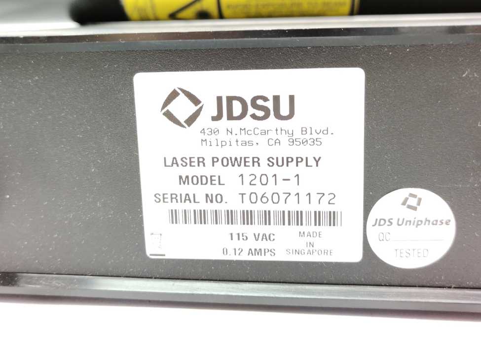 JDS Uniphase 1101P 1201-1 Helium-Neon Laser set, 1.5mW 110V