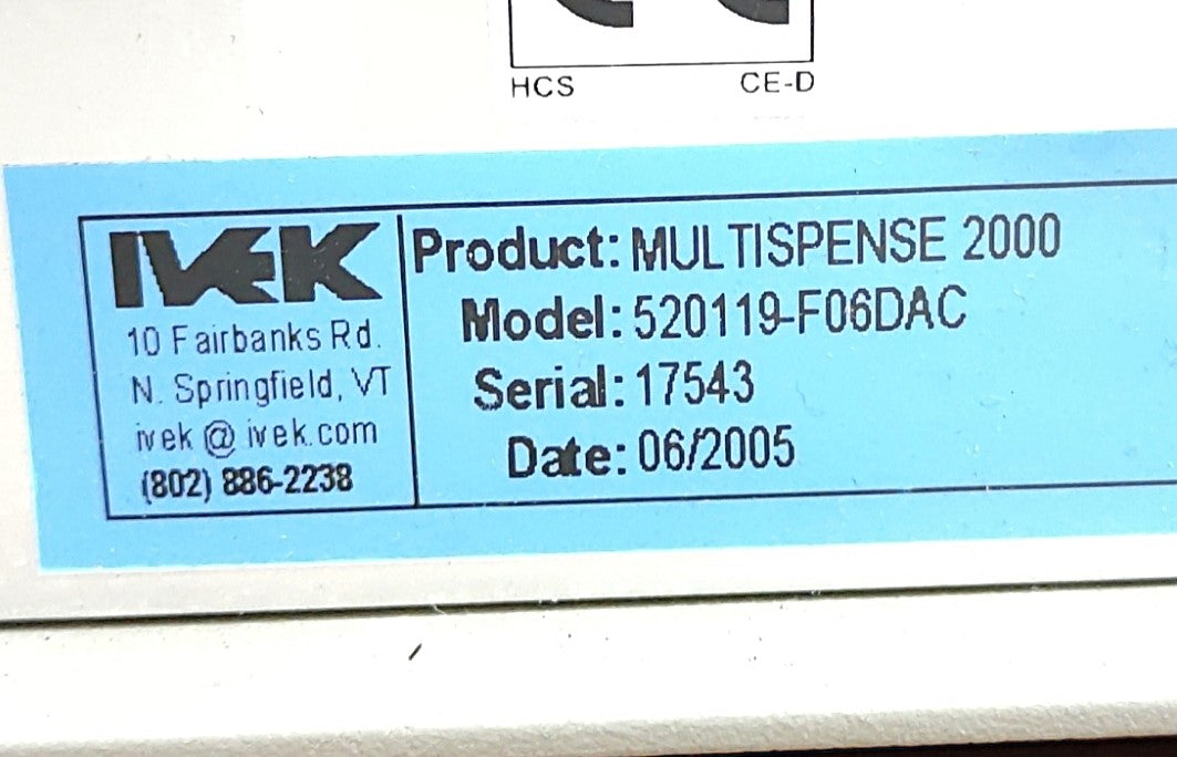 IVEK 520119-F06DAC Multispense 2000 Multi Channel Liquid Controler 110V
