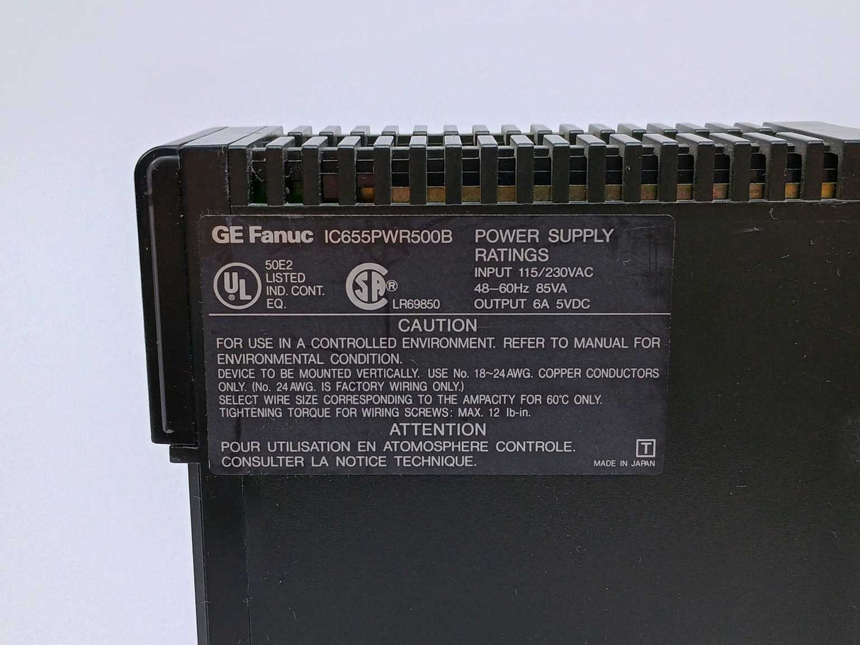 GE Fanuc IC655PWR500B Power Supply 6A 115/230VAC