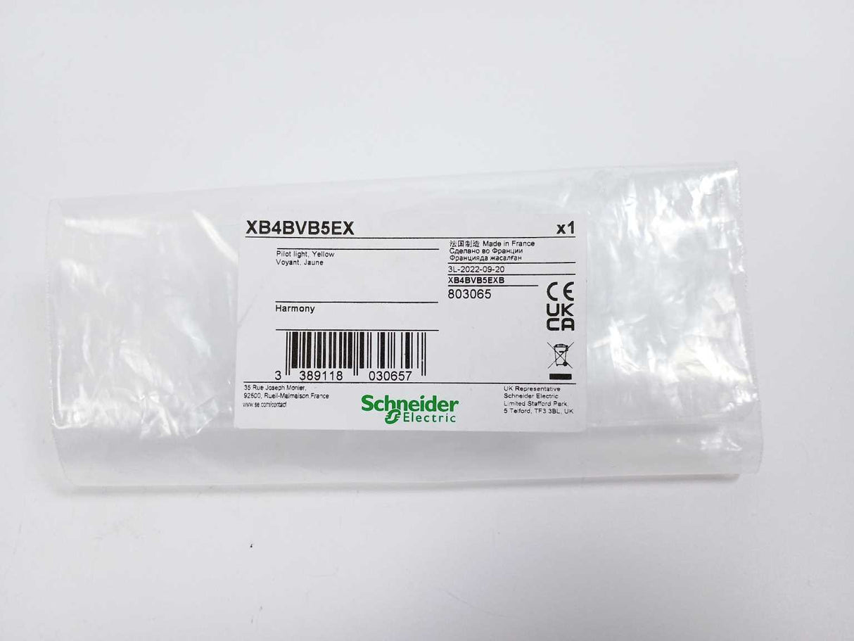 Schneider Electric XB4BVB5EX Complete Pilot Light, Yellow