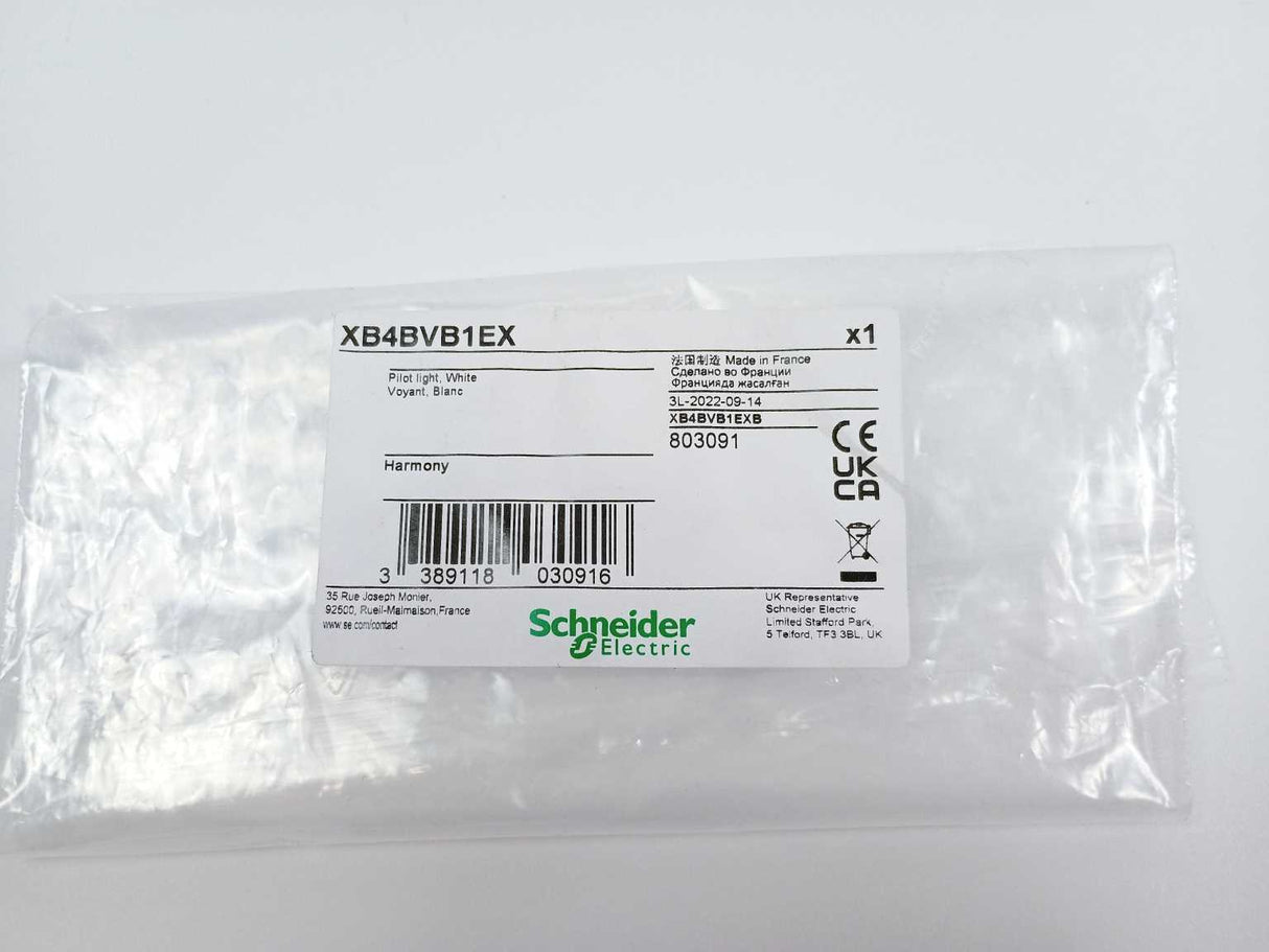 Schneider Electric XB4BVB1EX Complete Pilot Light, White