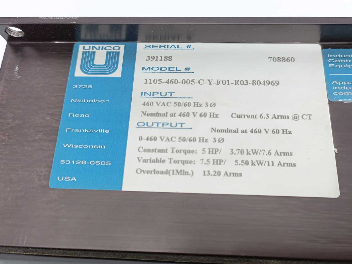 UNICO 1105-460-005-C-Y-F01-E03-804969 1105 Variable-Frequency AC Drive