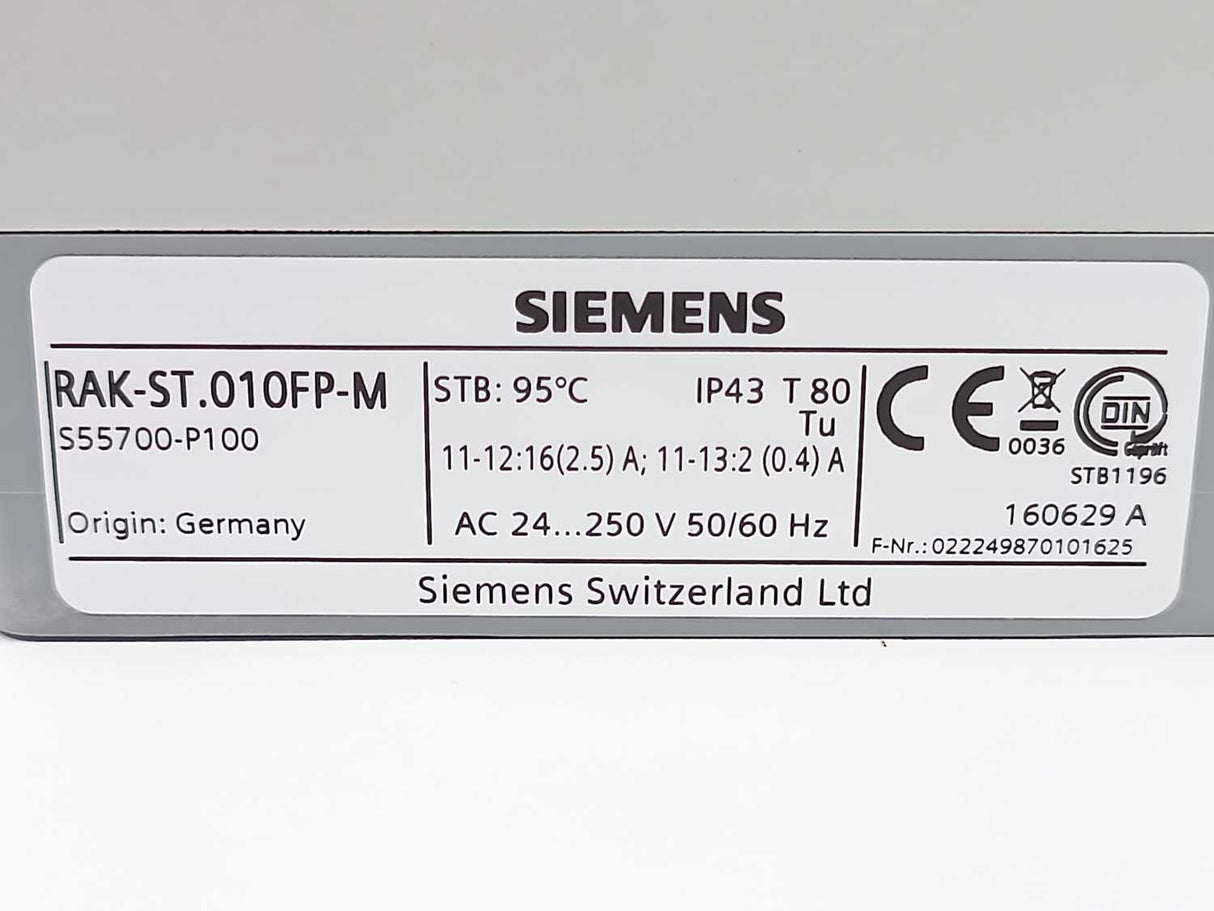 Siemens S55700-P100 RAK-ST.010FP-M - Safety temperature limiter fixed 95 °C