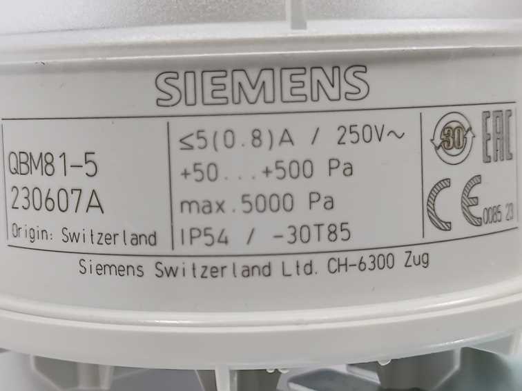 Siemens QBM81-5 Differential Pressure Monitor