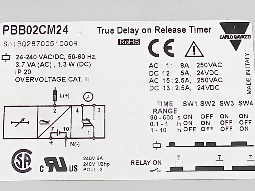 Carlo Gavazzi PBB02CM24 True Delay on Release Timer