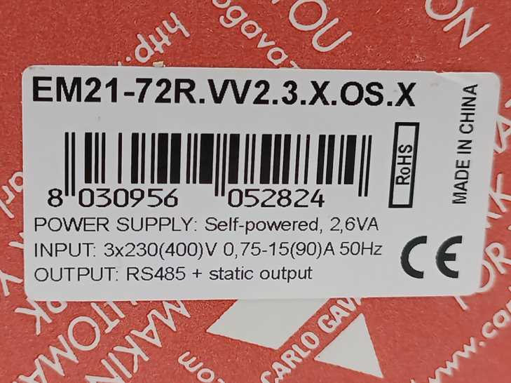 Carlo Gavazzi EM21-72R.VV2.3.X.OS.X w. 2 miniature split-core current sensors