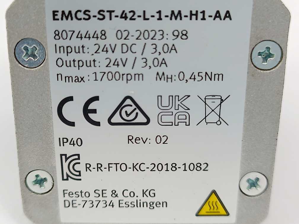 Festo 8074448 Integrated Stepper Drive EMCS-ST-42-L-1-M-H1-AA