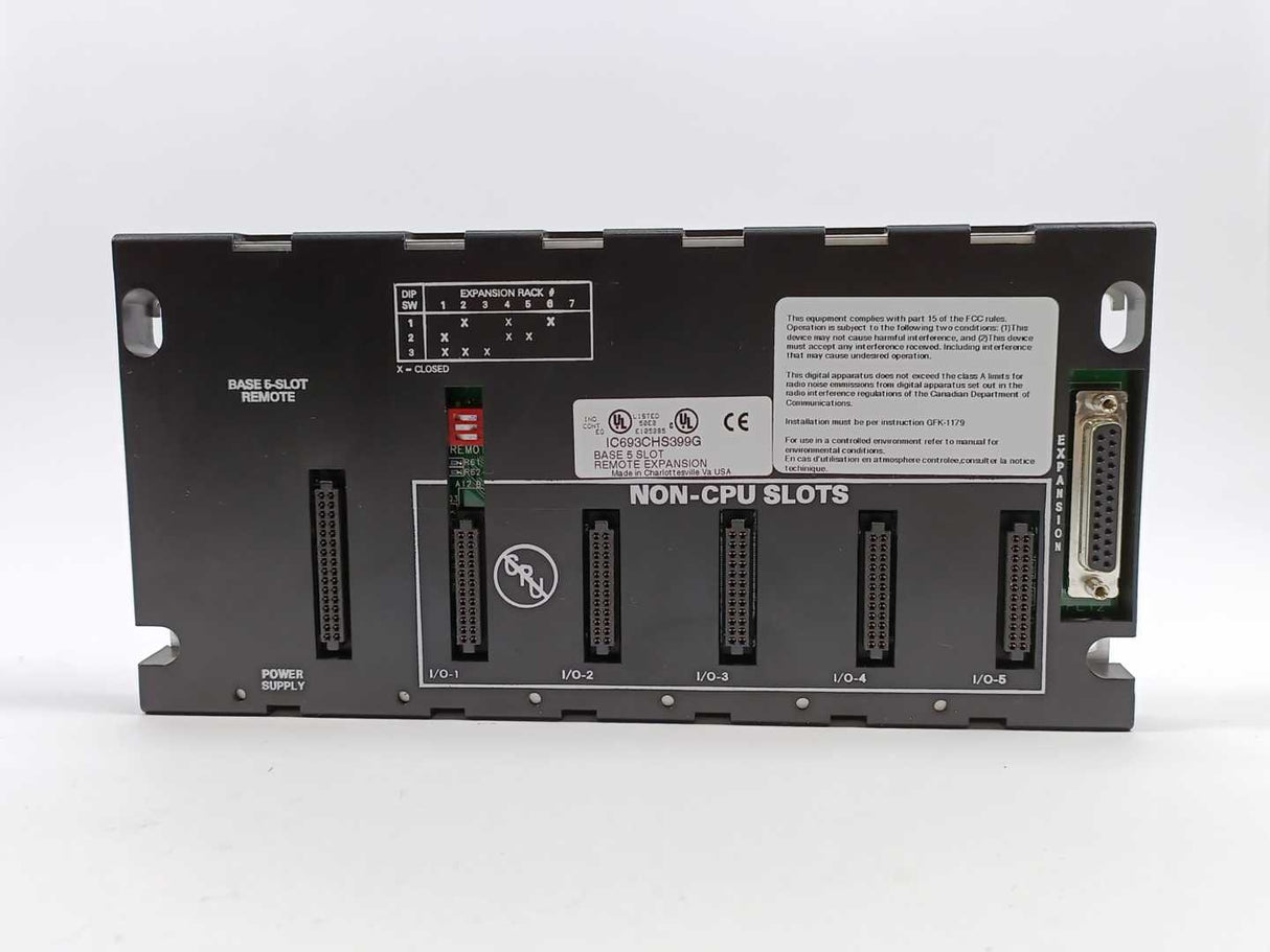 GE Fanuc IC693CHS399G 5-Slot Remote Baseplate