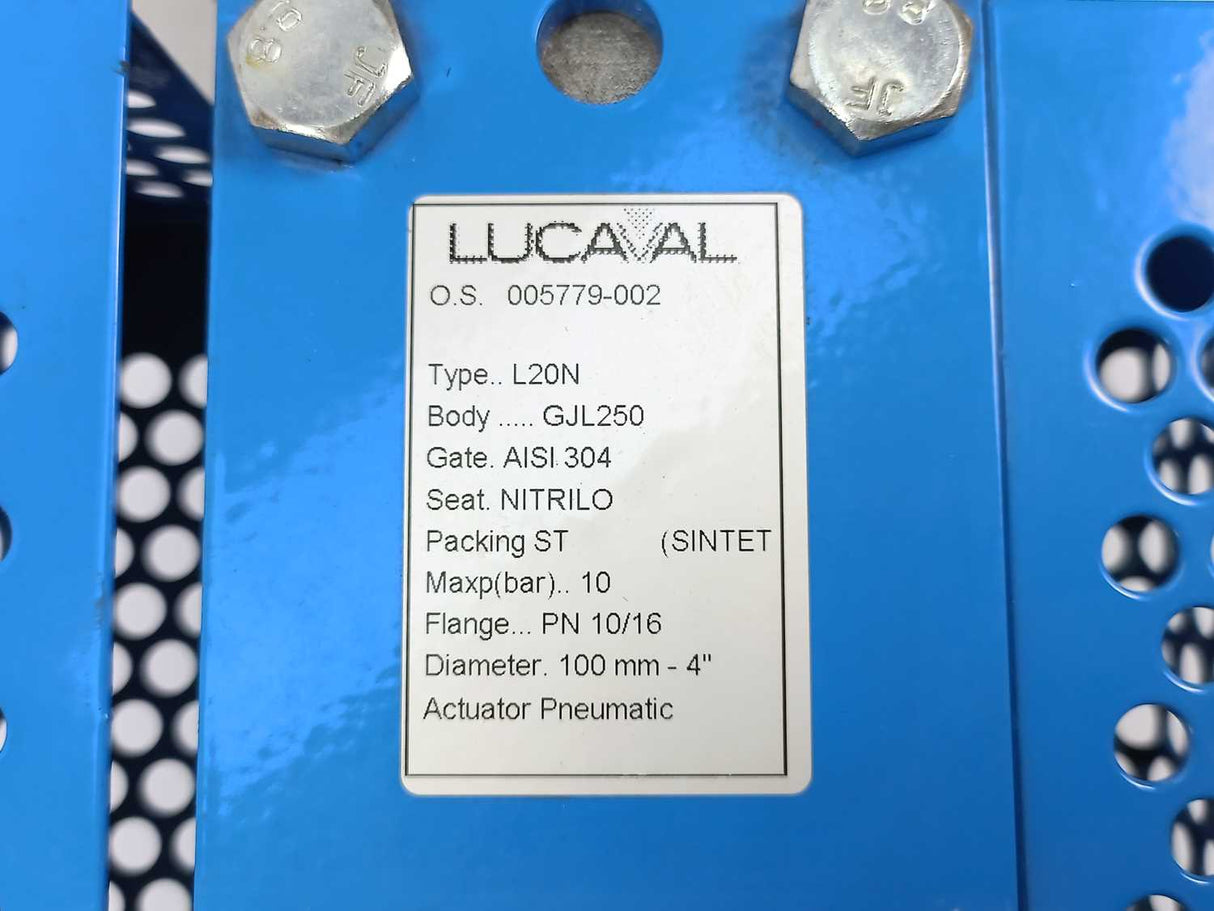 Lucaval L20N Knife Gate Valve + C100/115 actuator + DN100 GJL250