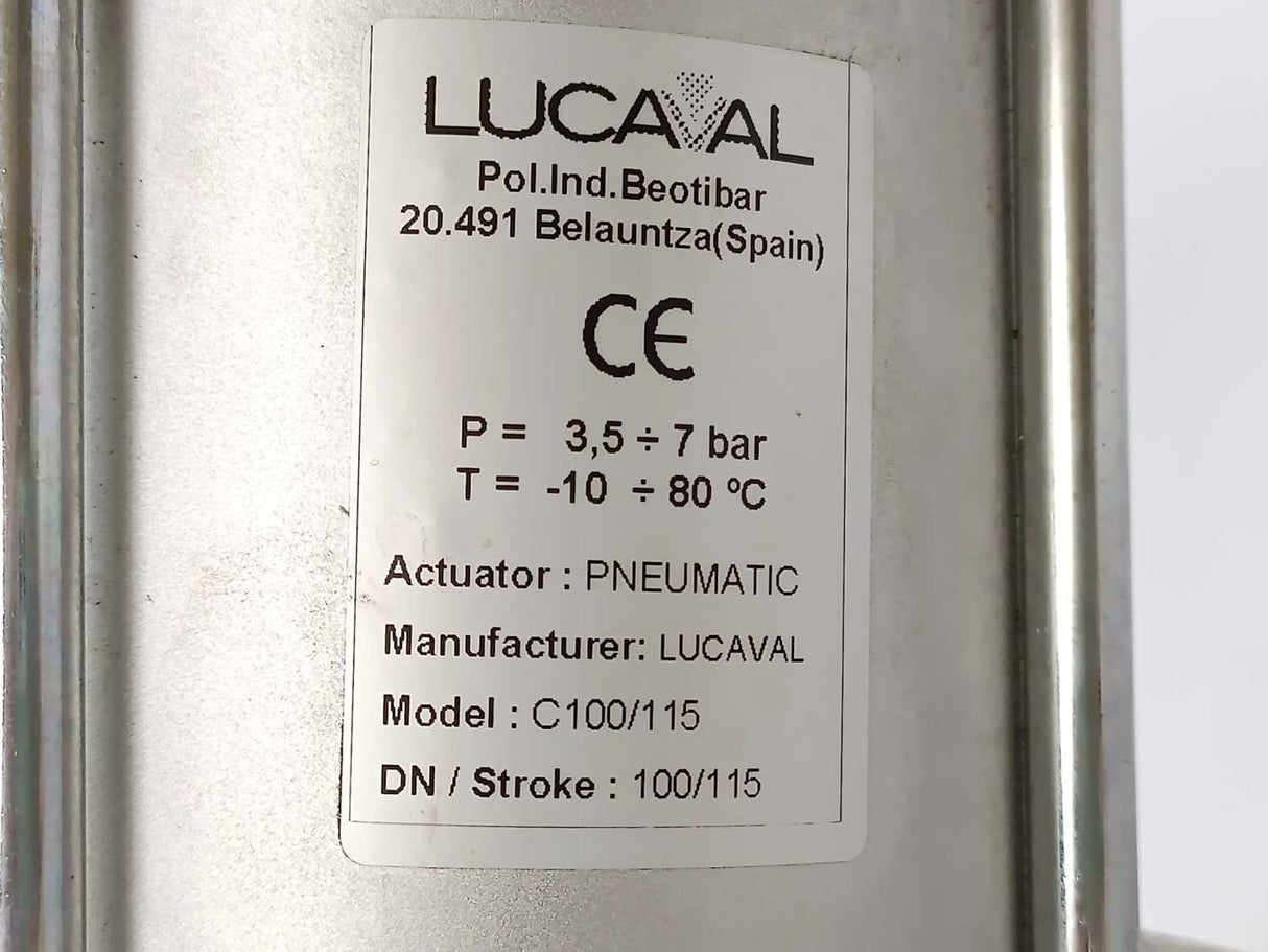 Lucaval L20N Knife Gate Valve + C100/115 actuator + DN100 GJL250