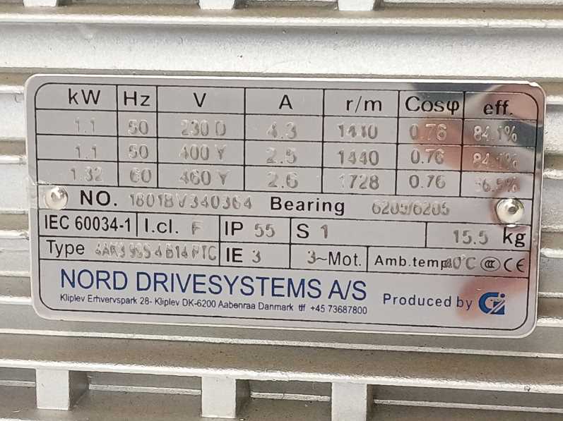 NORD Drivesystems SK 1SIS75DH-IEC90 4AK3 90S-4 B14 PTC 1,1kw 1440/29rpm
