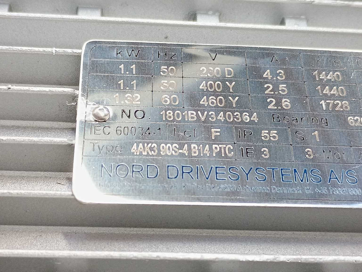 NORD Drivesystems SK 1SIS75DH-IEC90 4AK3 90S-4 B14 PTC 1,1kw 1440/29rpm